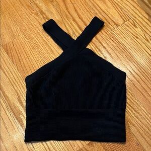Black Knit Halter Neck Women's Crop Top